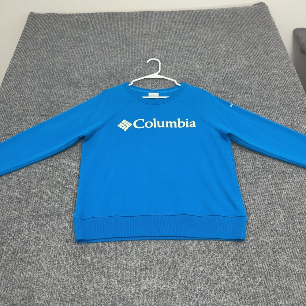 Columbia Sweatshirt Mens M Blue Cotton Polyester Logo Crew Neck Gorpcore Outdoor